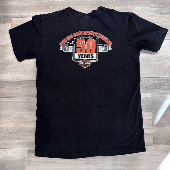 Harley Davidson graphic tee shirt Mens med 2014 Atlanta 50th anniversary short - Picture 6 of 6